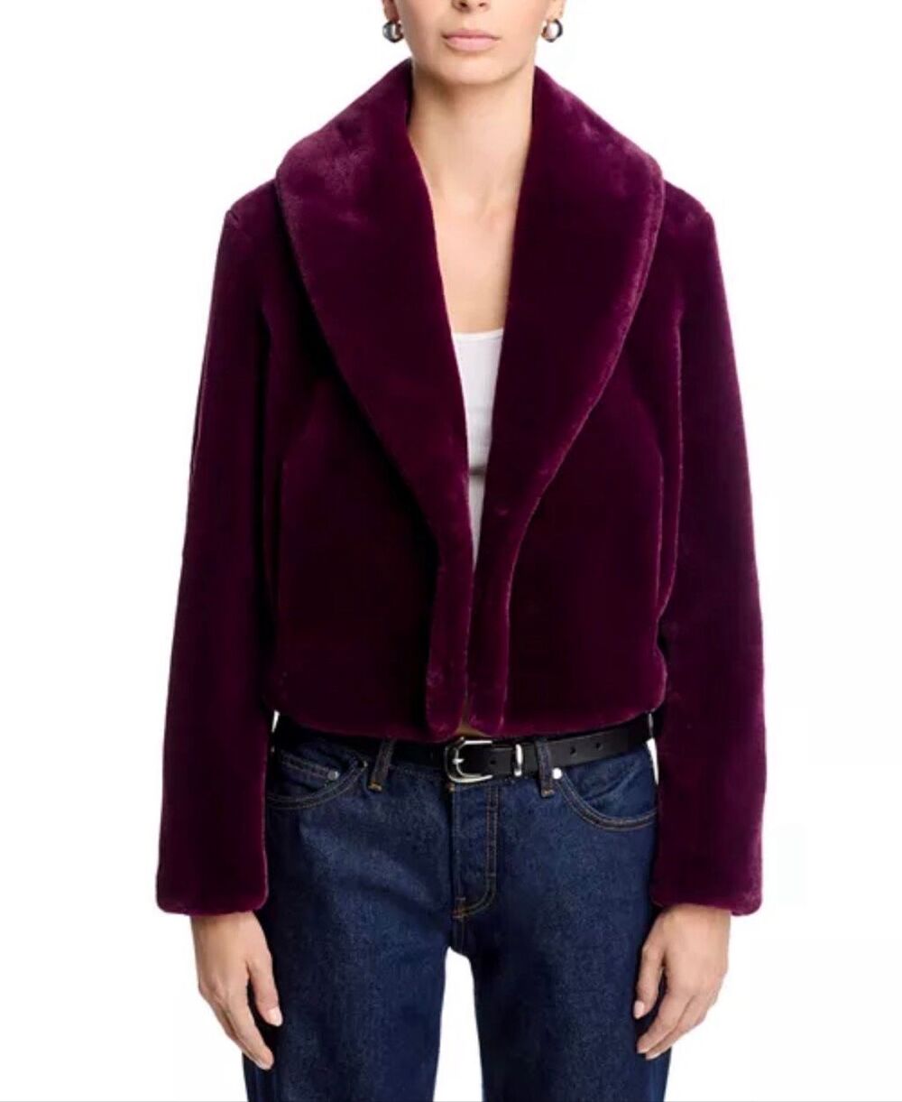 BLANKNYC M Anthropologie Dry Martini Faux Fur Jacket Plum Purple Cropped Shawl C